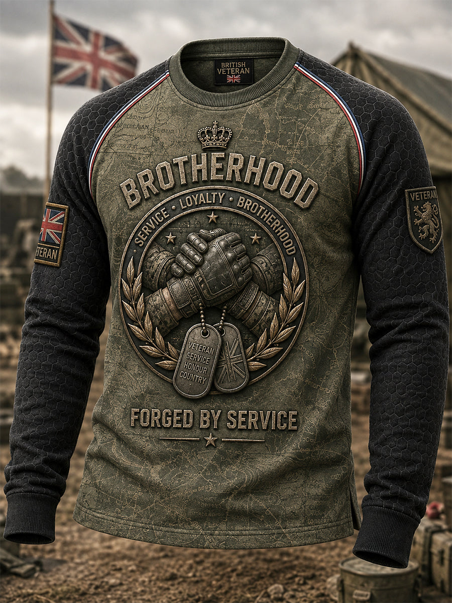 Men's British Veteran Commemorative Print Long-Sleeve Sweatshirt