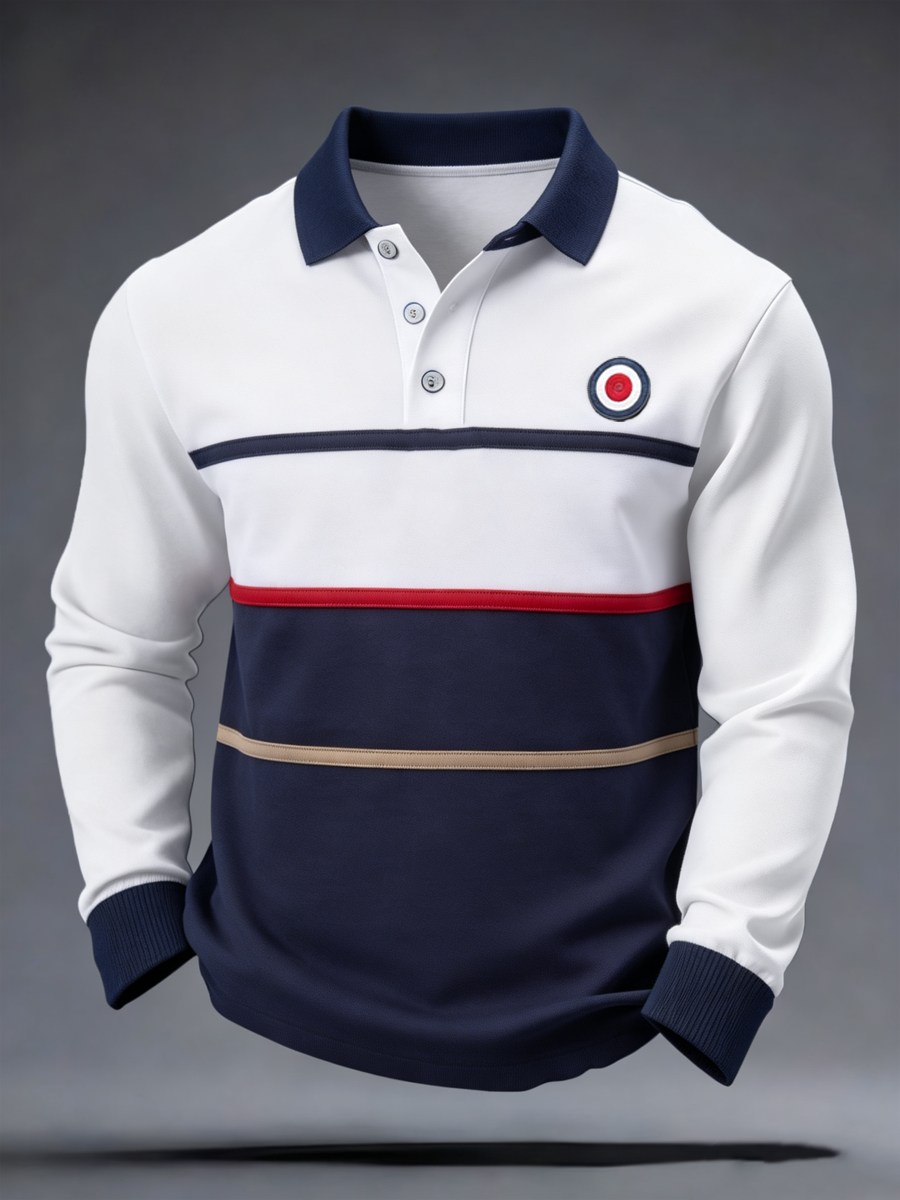 Men's Mods Culture UK Music Lover Business Style Printed long sleeve polo