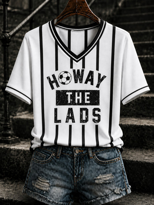 Women's Football Printed V-neck T-shirt