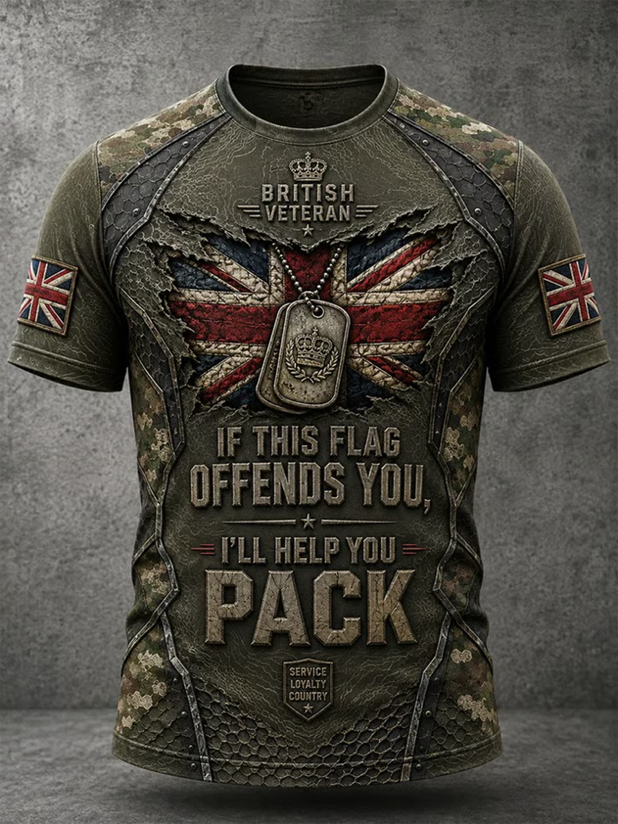 Men's British Veteran Print short sleeves t-shirt