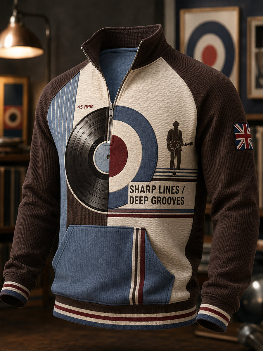 Men's Paul Weller and British Mod Culture Half-Zip Stand Collar Sweatshirt
