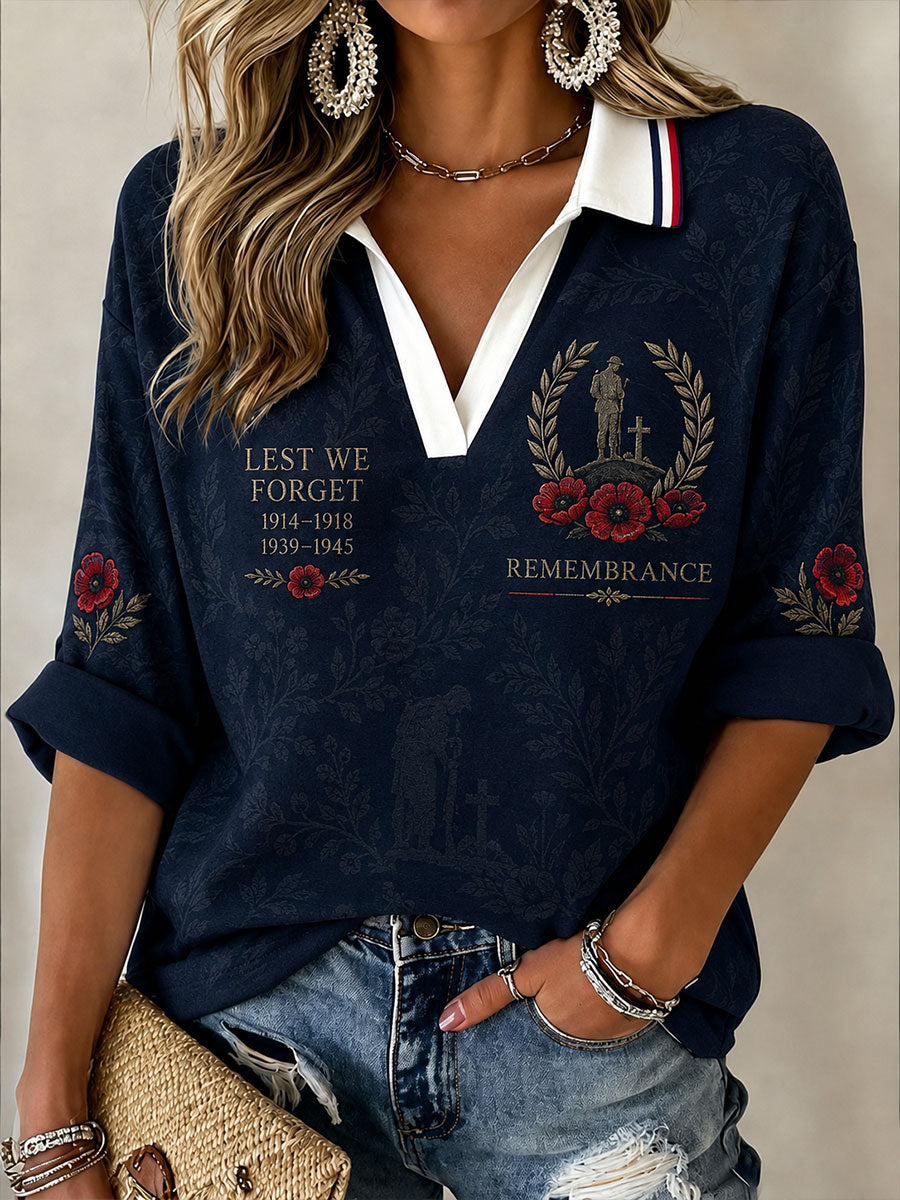 Women's Lest We Forget Mid-length Sleeves V-Neck T-Shirt