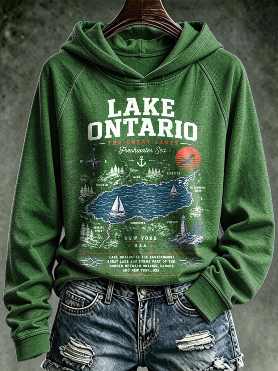 Women's Lake Ontario Printed Casual Hoodie