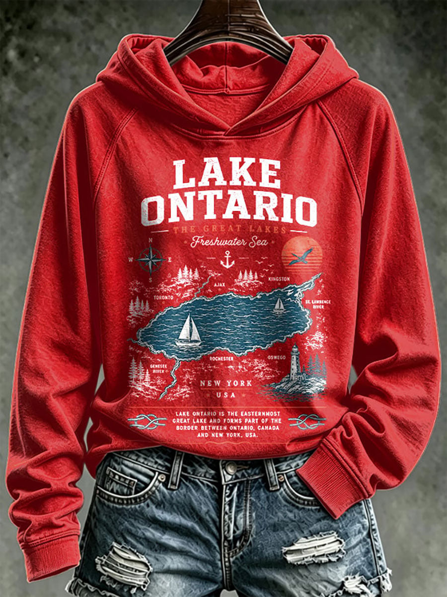 Women's Lake Ontario Printed Casual Hoodie