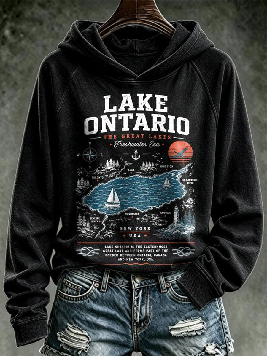 Women's Lake Ontario Printed Casual Hoodie
