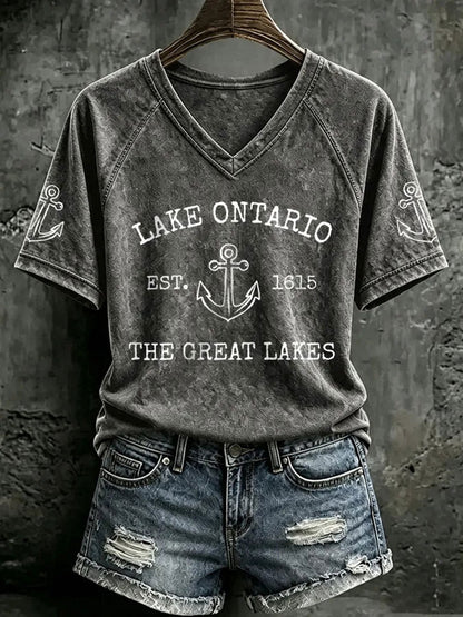 Women's Lake Ontario Printed Casual T-Shirt