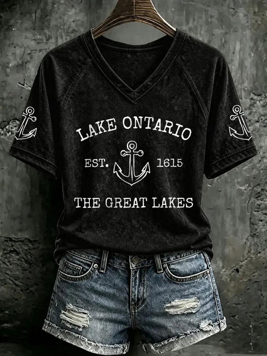 Women's Lake Ontario Printed Casual T-Shirt