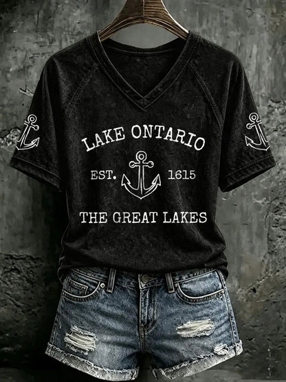 Women's Lake Ontario Printed Casual T-Shirt