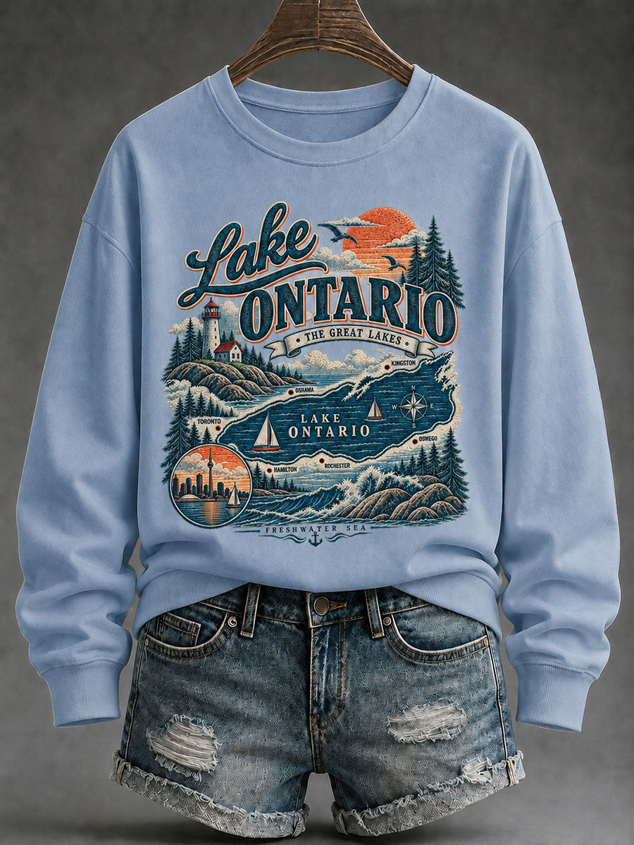 Women’s Lake Ontario Printed Casual Sweatshirt