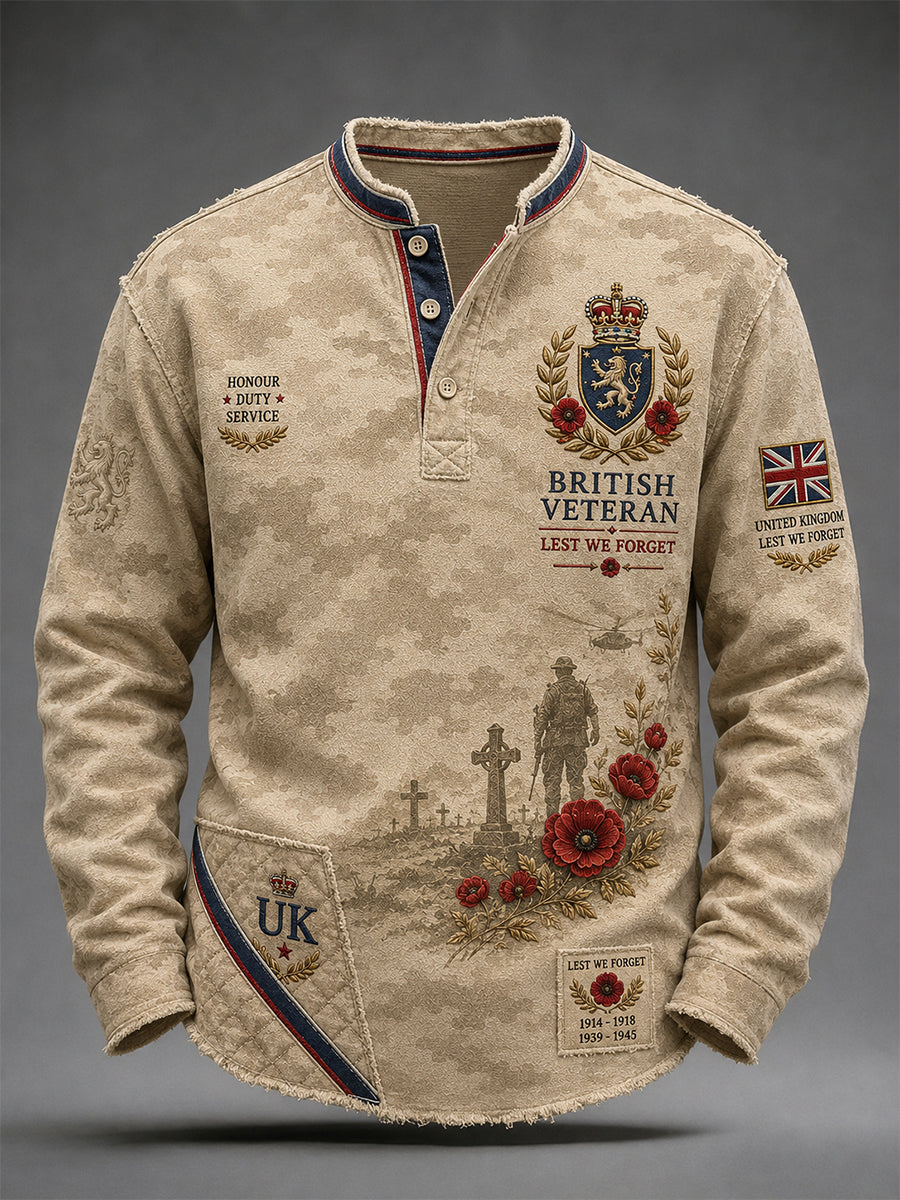 Men's Veteran Memorial Camo-Print Long-Sleeve Top
