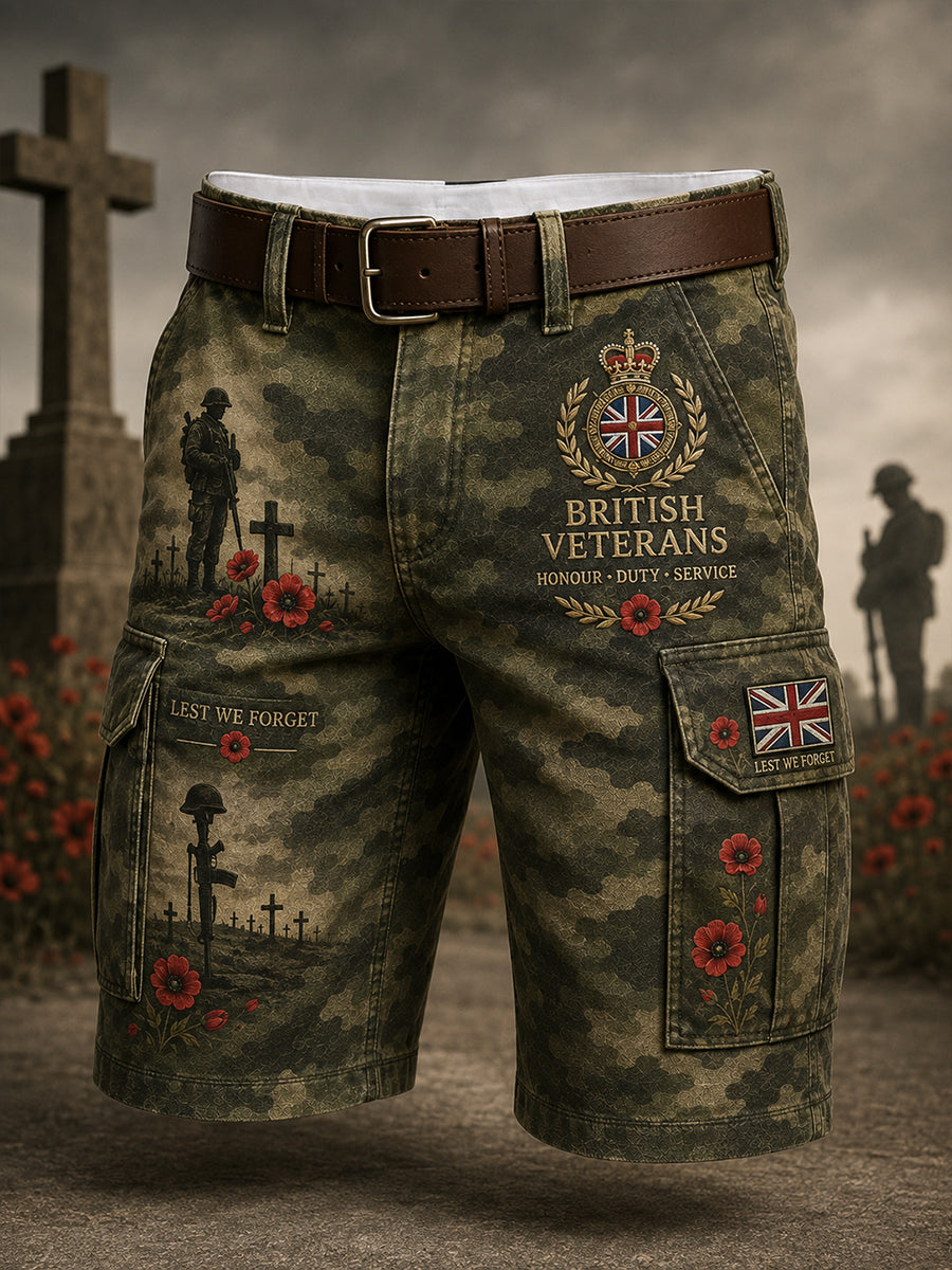 Men's Veteran-Inspired Camo-Print Cropped Cargo Pants