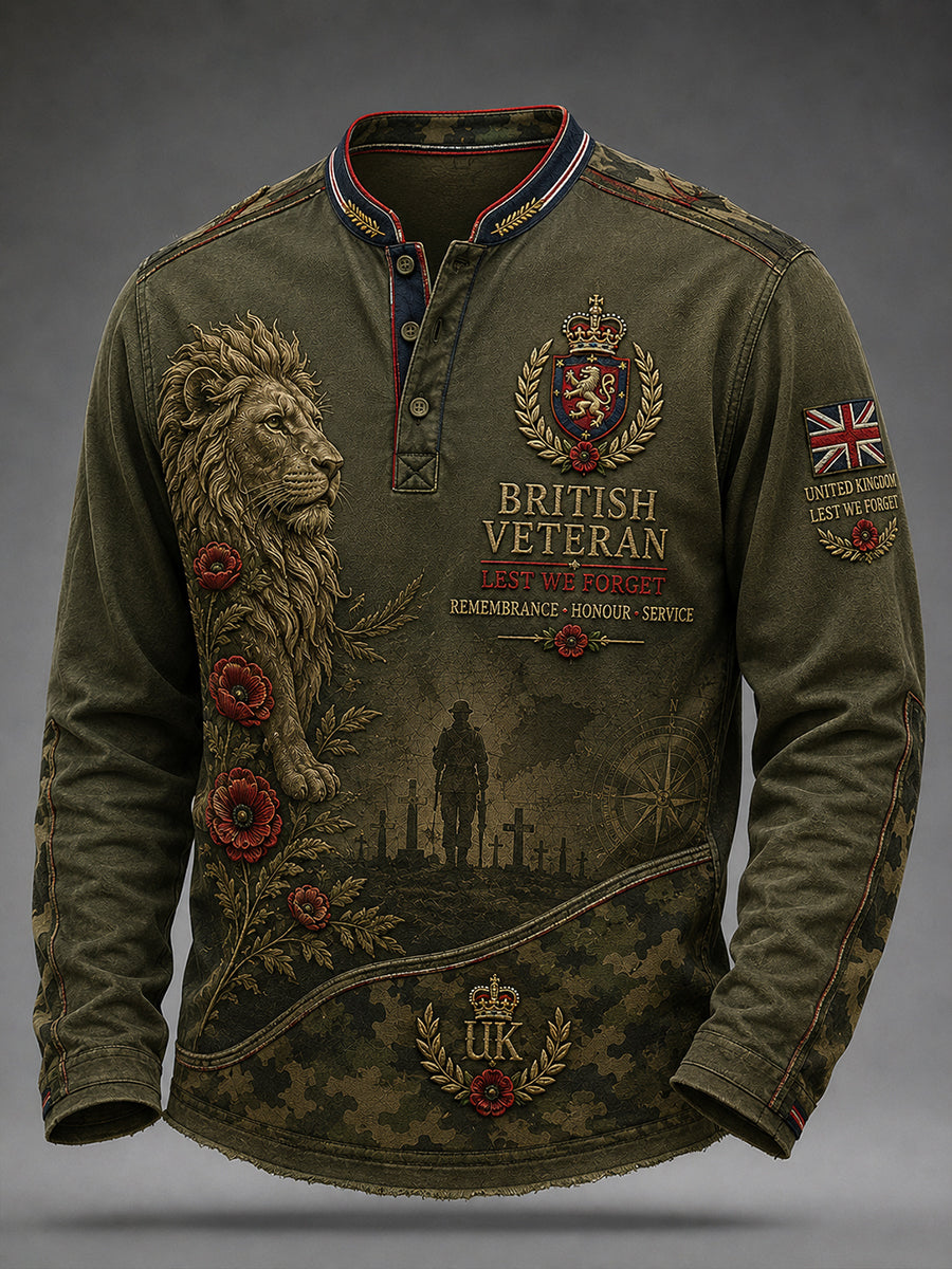Men's Veteran Memorial Camo-Print Long-Sleeve Top