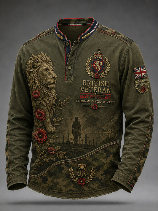 Men's Veteran Memorial Camo-Print Long-Sleeve Top
