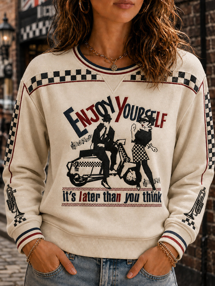 Women's Ska-Style Printed Casual Sweatshirt