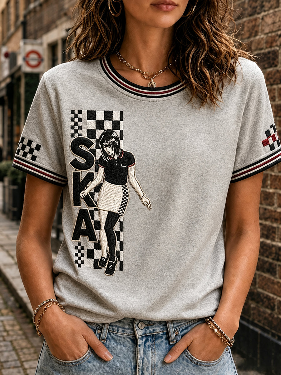 Women's Ska-Style Printed Casual T-shirt