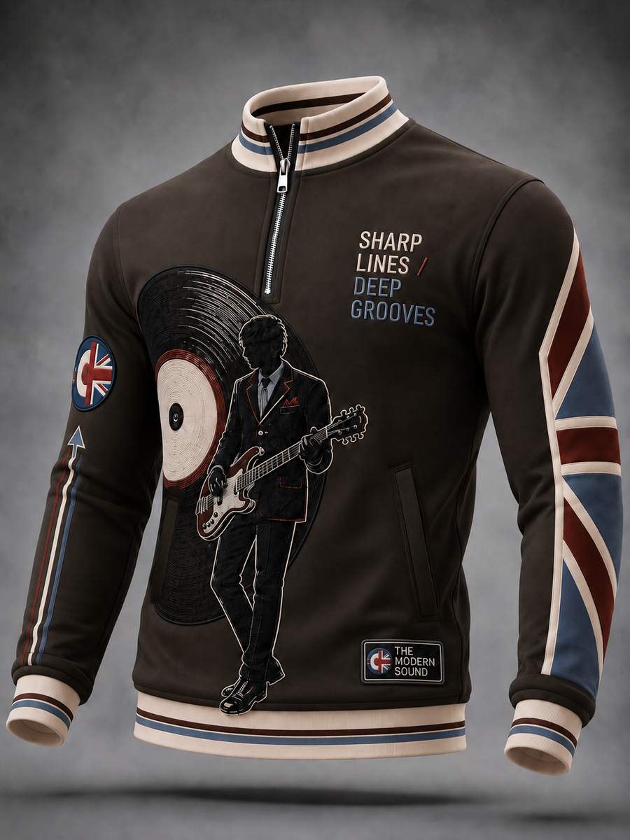 Men's UK Music Lover Mods Culture Printed Waffle Sweatshirt