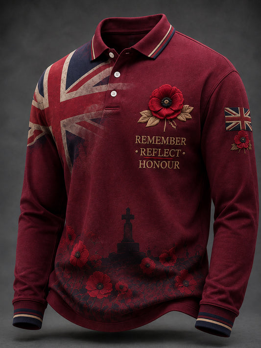 Men's Remembrance Day Lest We Forget Printed Long Sleeves Shirt
