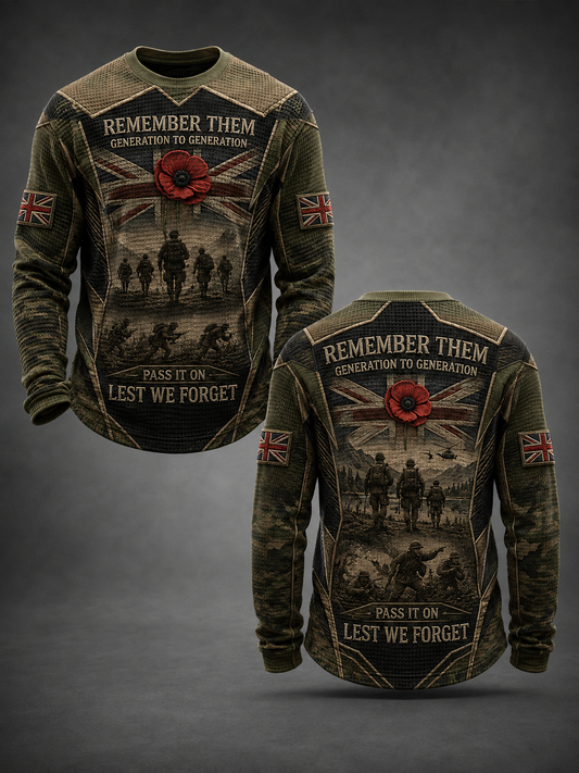 Men's REMEMBER THEM GENERATION TO GENERATION PASS IT ON LEST WE FORGET  Waffle Long Sleeve T-Shirt