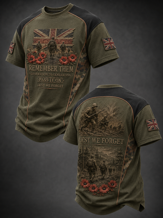 Men's REMEMBER THEM GENERATION TO GENERATION PASS IT ON LEST WE FORGET t-shirt