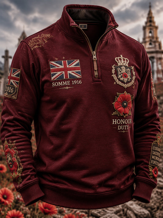 Men's Remembrance Day THE SOMME 110 YEARS Print Half-Zip Sweatshirt