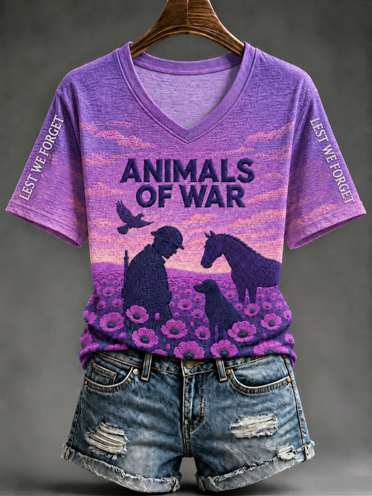 Women's Lest  For Get Animals Of War Short-sleeved T-shirt