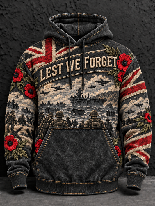 Men's Remembrance Day Lest We Forget Oversized Hoodie