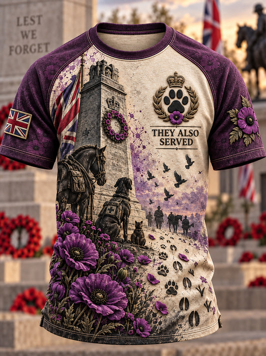 Men's Uk Remembrance Day War Animals Memorial Short Sleeve T-Shirt