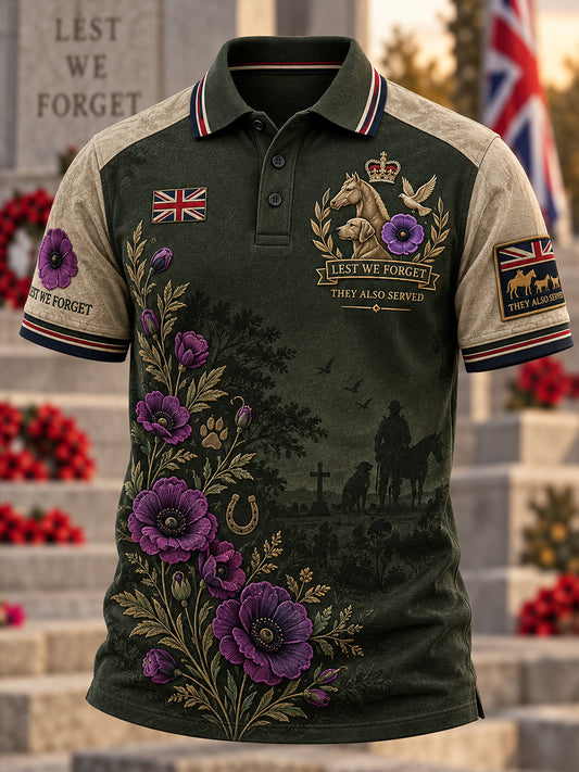 Men's Uk Remembrance Day War Animals Memorial Short Sleeve Shirt