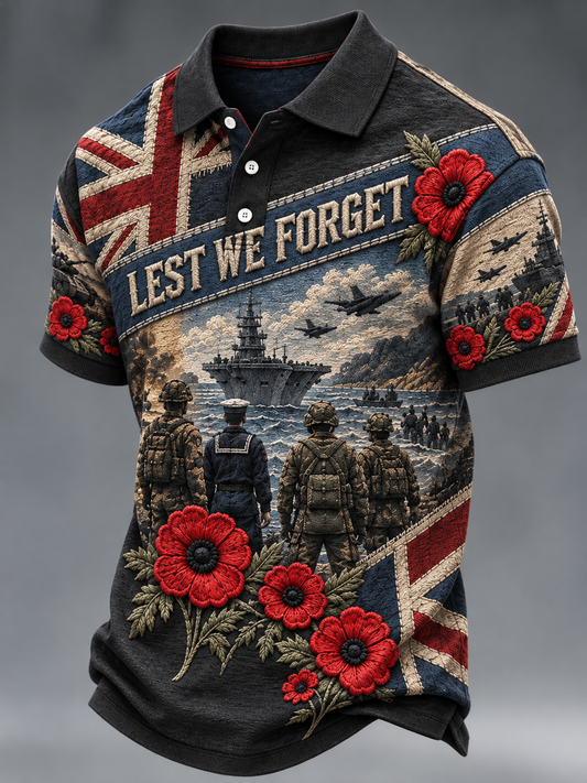 Men's Remembrance Day Lest We Forget polo shirt