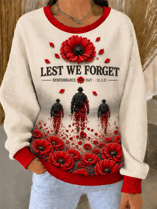 Women's Remembrance Day Ribbed Round-Neck Sweatshirt