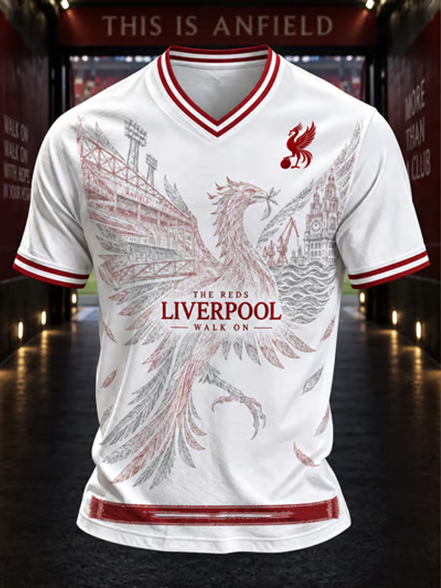 Men's Gift For Soccer Fans Liverpool Print V-neck T-shirt