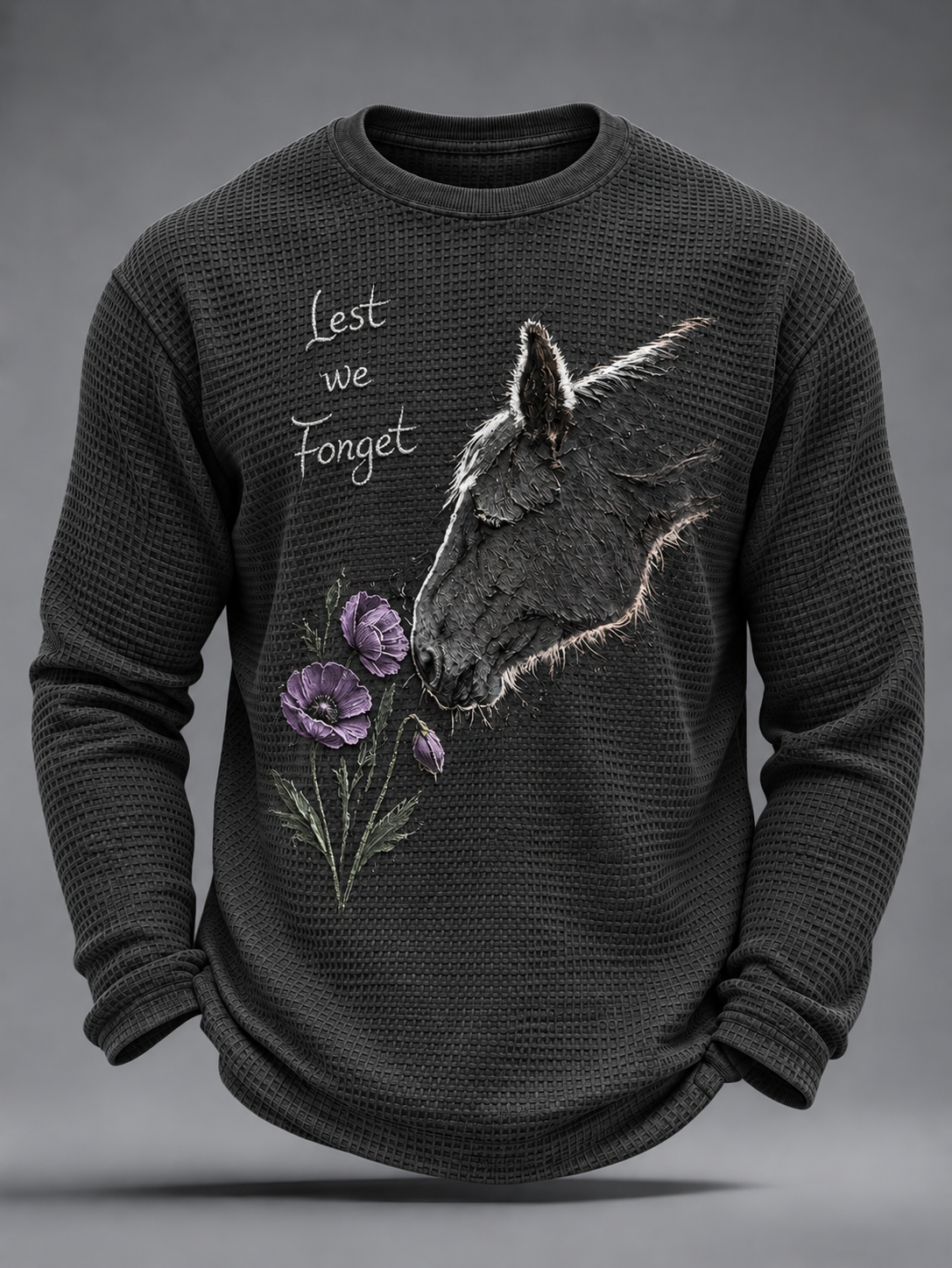 Men's Remembering The Animals Of War Waffle Long Sleeve T-Shirt