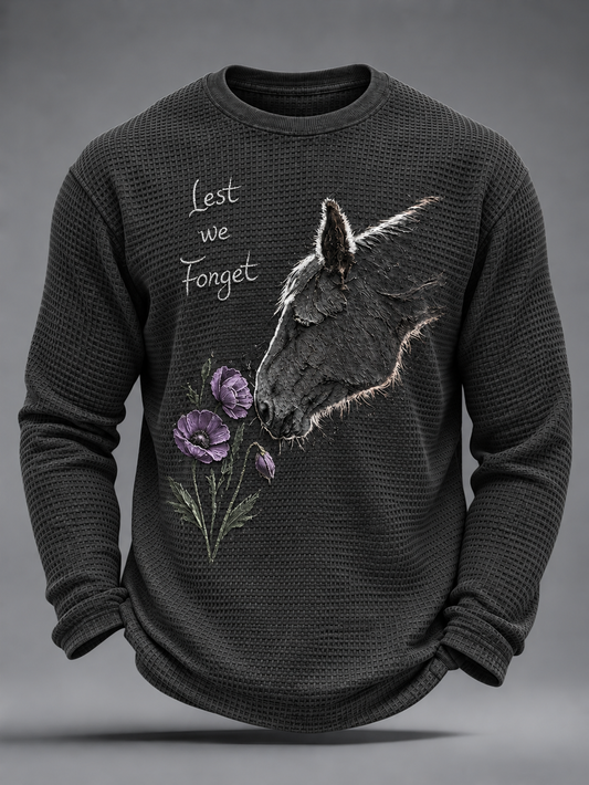 Men's Remembering The Animals Of War Waffle Long Sleeve T-Shirt