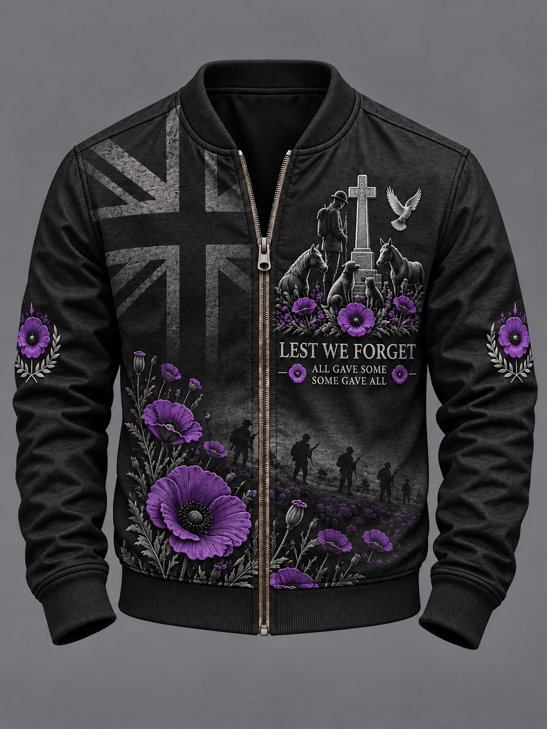 Men's Remembering The Animals Of War Zip-Up Jacket