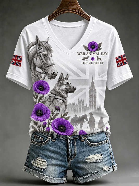 Women's Remembering The Animals Of War Short-sleeved T-shirt