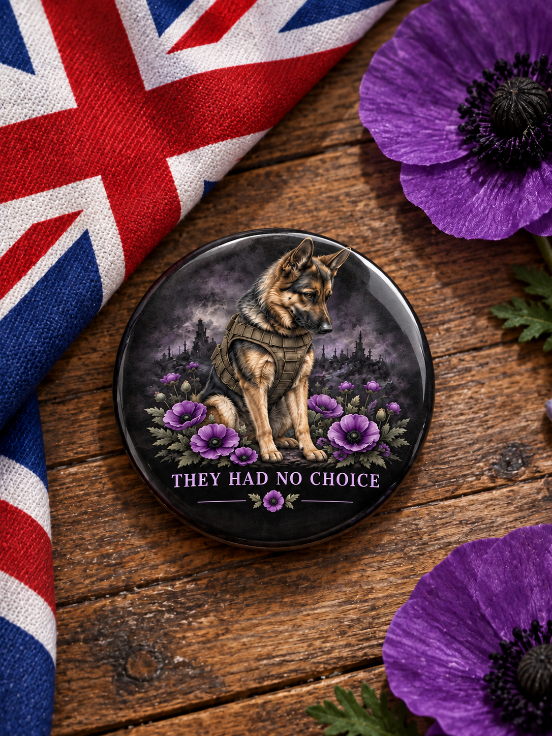 Unisex Lest We Forget The Animals Too Print Badge