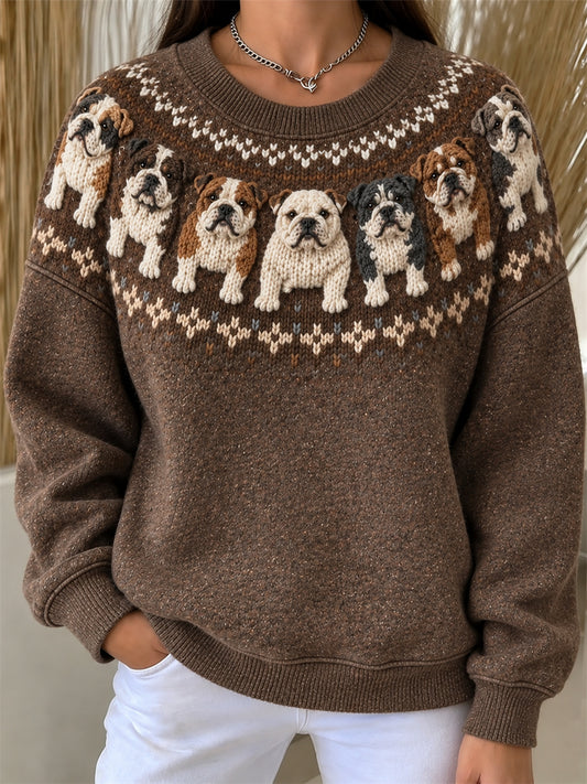 Women's Vintage Yoke Isle Print Loose Fit Sweatshirt