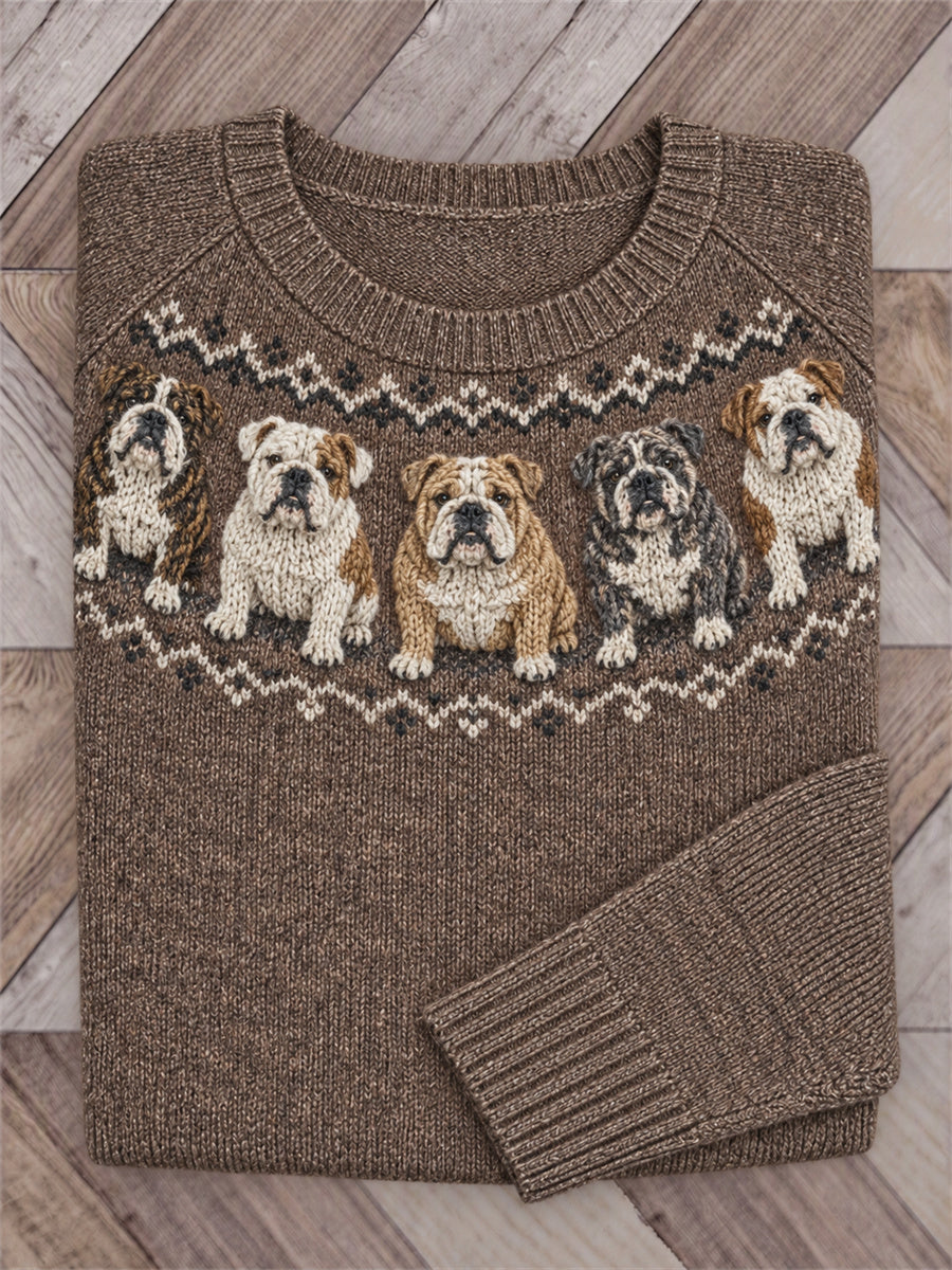 Women's Vintage Bulldogs Yoke Isle Print crew neck sweater