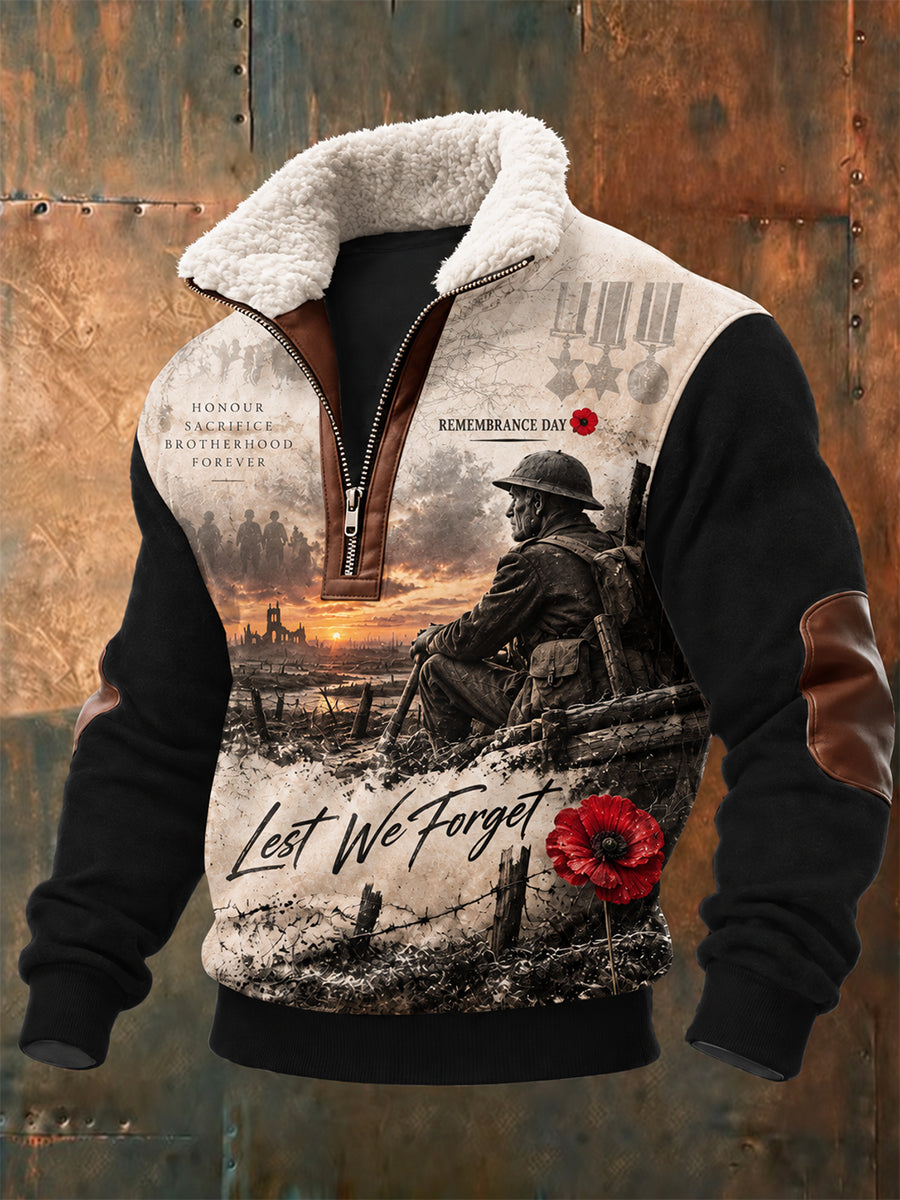 Men's Remembrance Day Lest We Forget Fleece-Lined Sweatshirt
