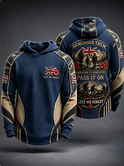Men's REMEMBER THEM GENERATION TO GENERATION PASS IT ON LEST WE FORGET Waffle Hoodie