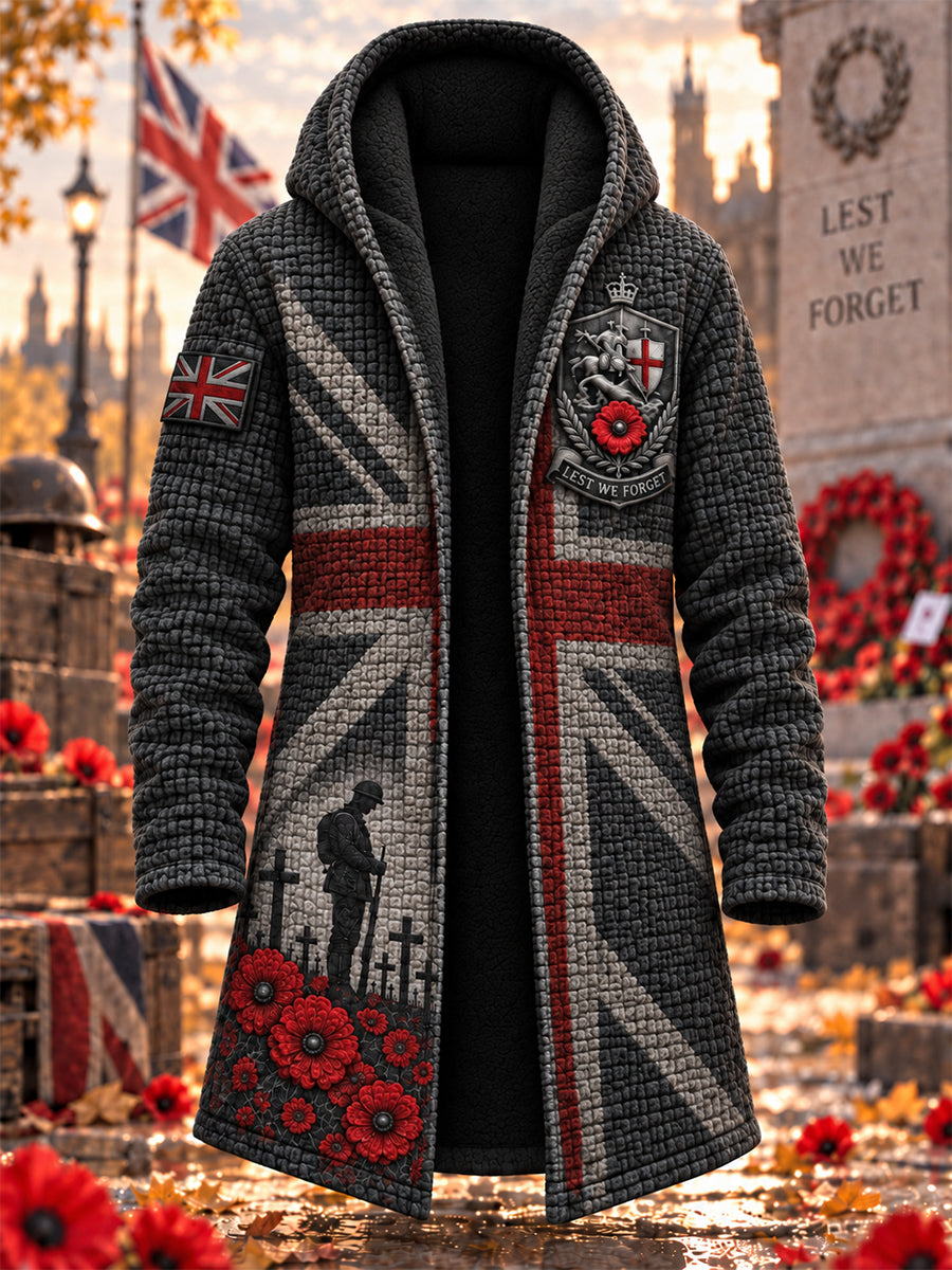 Men's Remembrance Day Lest We Forget Hooded Cardigan