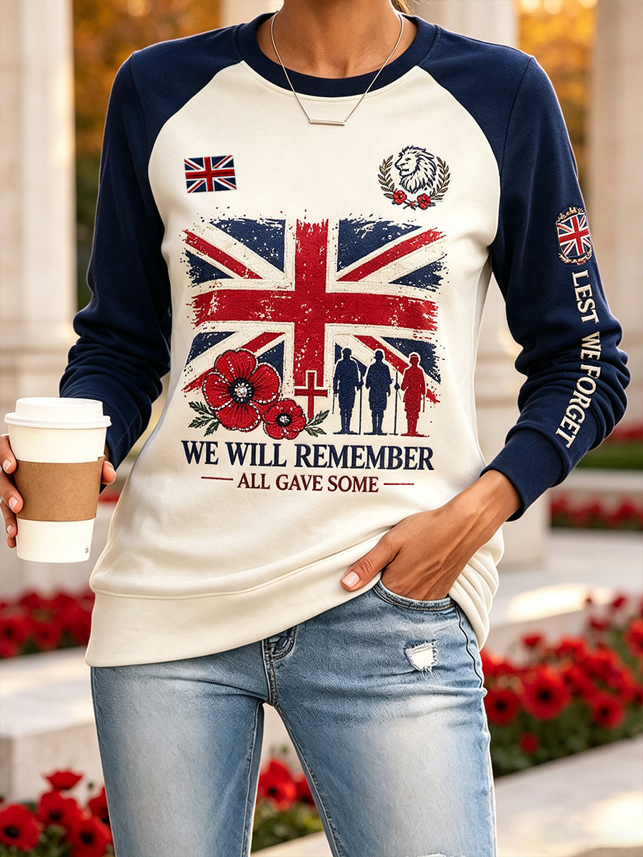Women's Long-Sleeve Top With Remembrance Day Themed Print