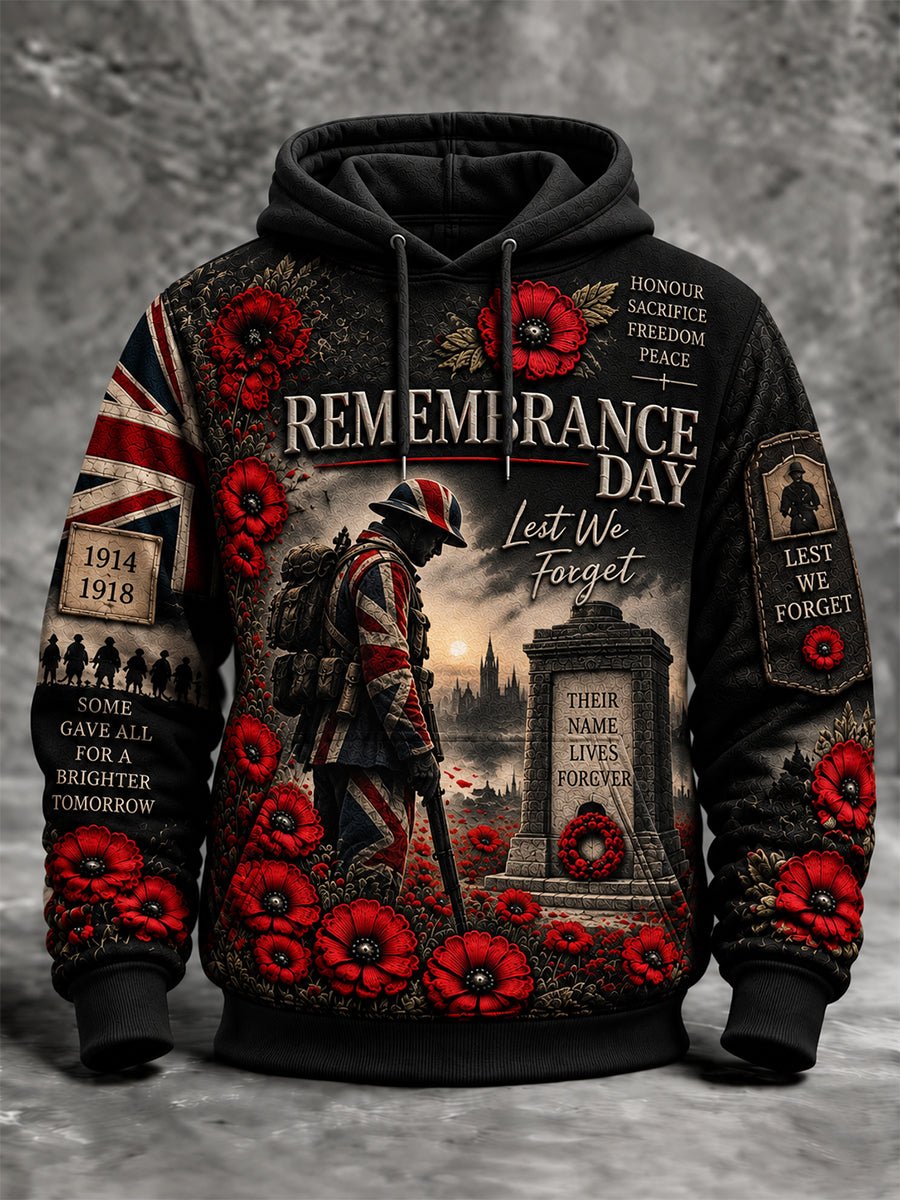 Men's Remembrance Day Lest We Forget Hooded Sweatshirt