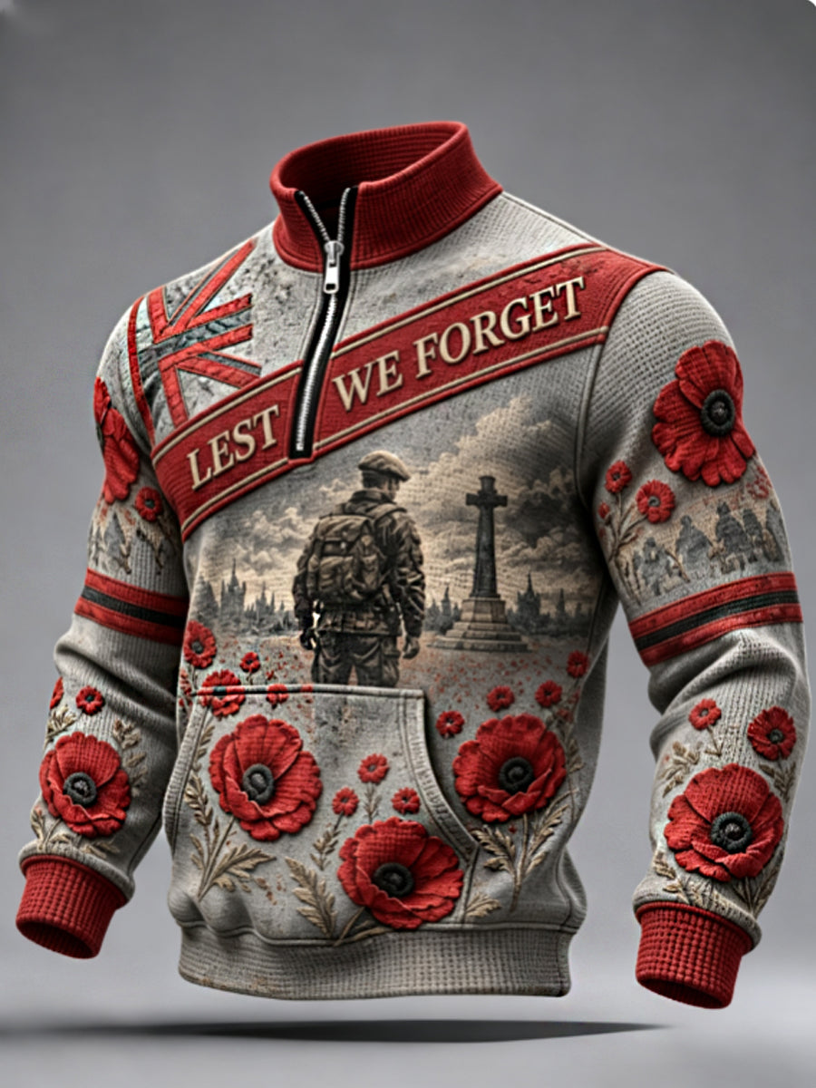 Men's Remembrance Day Lest We Forget  Zip-Up Hoodie