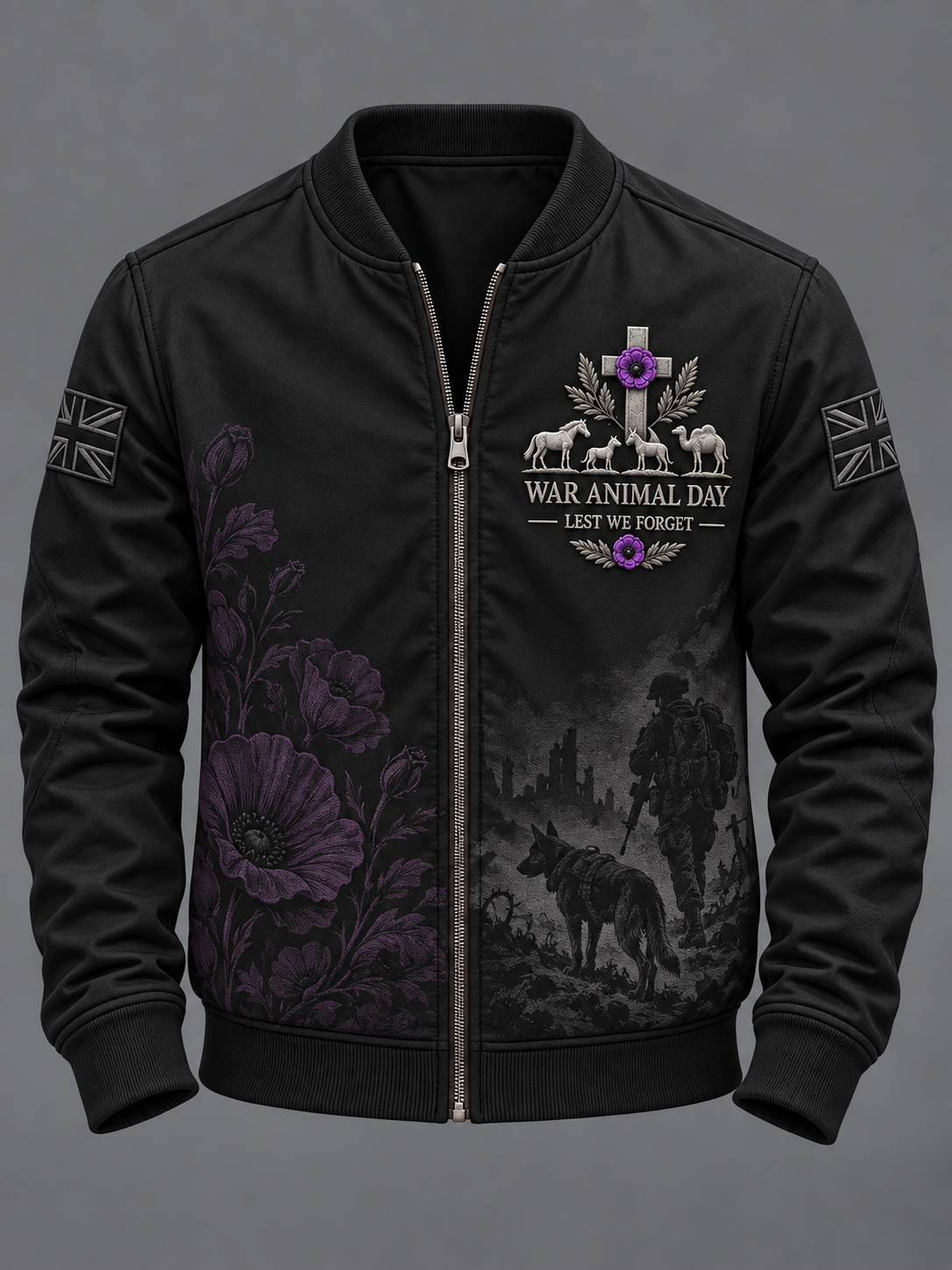 Men's Remembering The Animals Of War Zip-Up Jacket