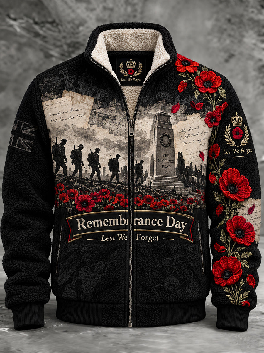 Men's Remembrance Day Lest We Forget Fleece-Lined Coat