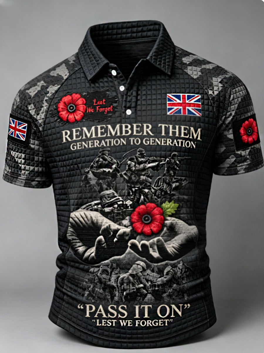 Men's Remembrance Day Lest We Forget  short sleeve shirt