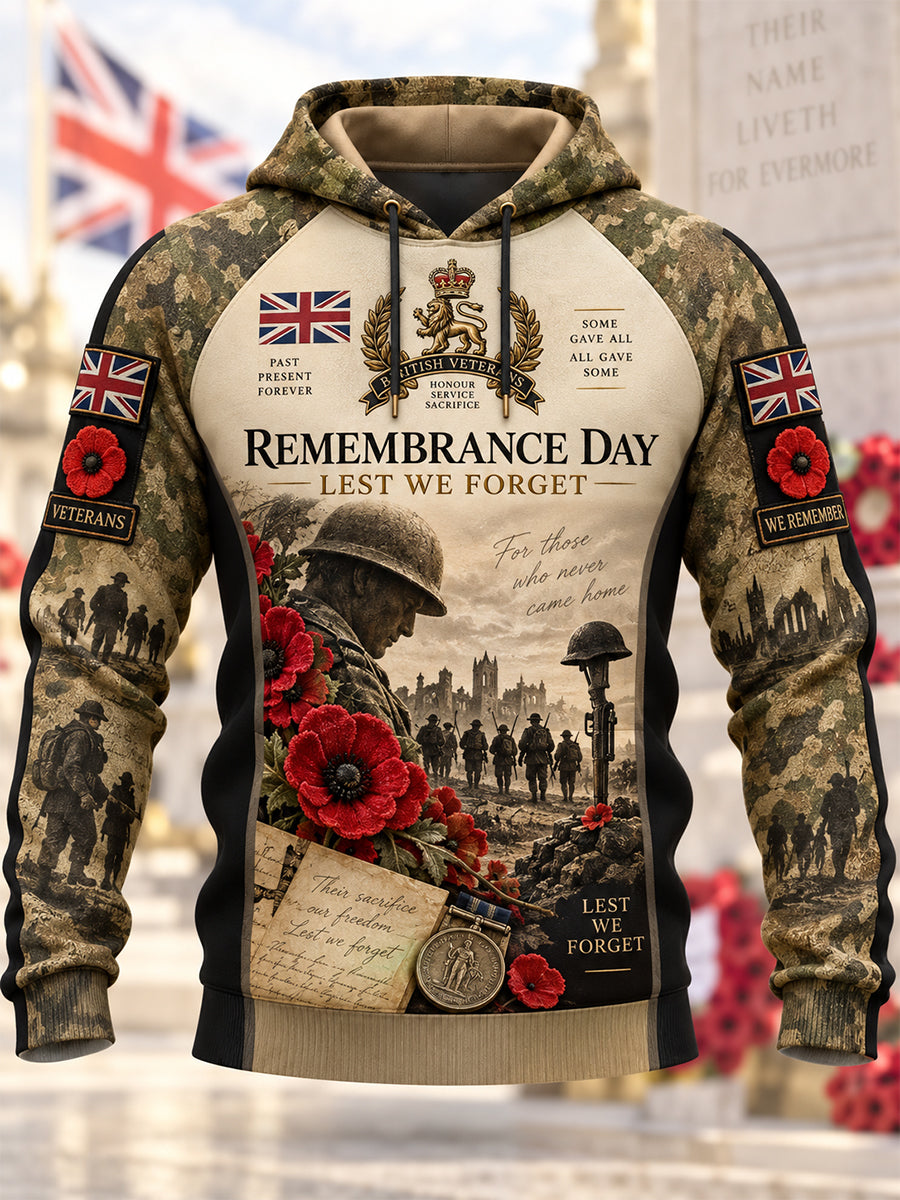 Men's Remembrance Day Lest We Forget Hooded Sweatshirt