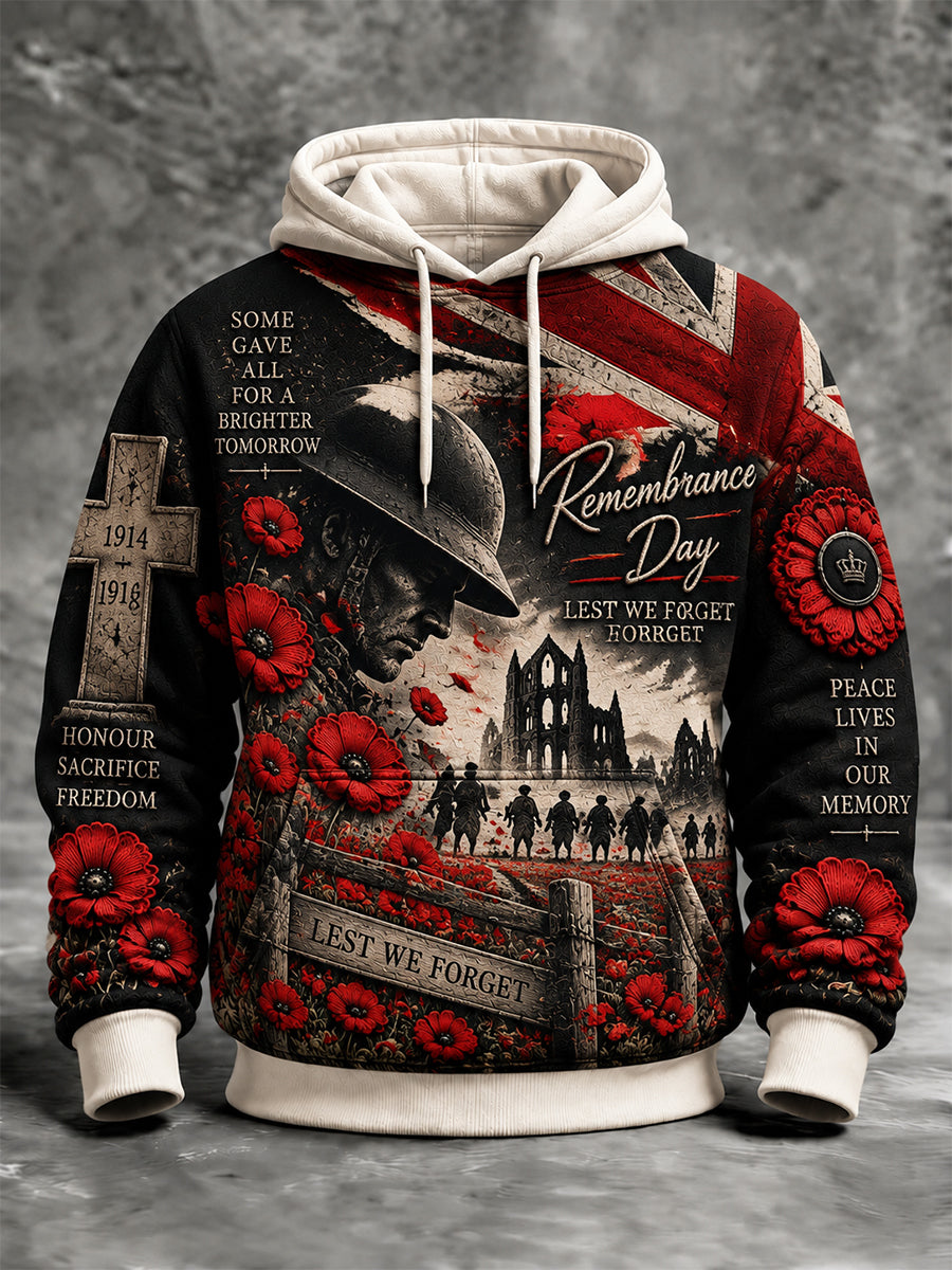 Men's Remembrance Day Lest We Forget Hooded Sweatshirt