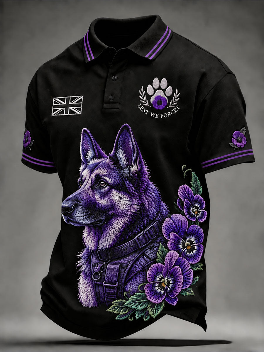 Men's Lest We Forget Military Dogs Print Shirt